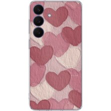 TechTree Galaxy 26 Fe Uyumlu Pastel Gül Kurusu ve Pembe Kalpli Baskılı Silikon Kılıf