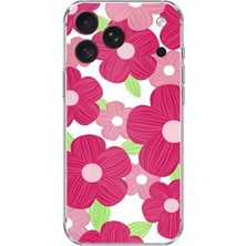 TechTree iPhone 18 Pro Max Uyumlu Pembe Çiçek Desenli Baskılı Silikon Kılıf