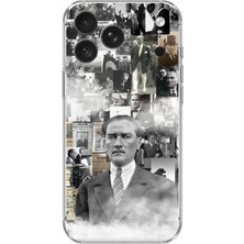 TechTree iPhone 18 Pro Uyumlu Mustafa Kemal Atatürk Kolaj Baskılı Silikon Kılıf