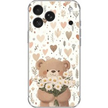 TechTree iPhone 18 Pro Uyumlu Romantik Sevimli Ayıcık Baskılı Silikon Kılıf