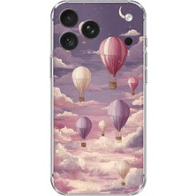 TechTree iPhone 18 Pro Uyumlu Mor Gökyüzü ve Uçan Balon Baskılı Silikon Kılıf