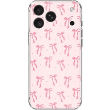 TechTree iPhone 18 Pro Uyumlu Soft Pembe Fiyonk Desenli Baskılı Silikon Kılıf