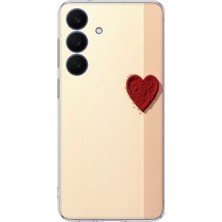 TechTree Galaxy 26 Fe Uyumlu Krem Zeminli Kırmızı Kalp Baskılı Silikon Kılıf