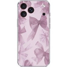 TechTree iPhone 18 Pro Max Uyumlu Menekşe Tonlu Fiyonk Baskılı Silikon Kılıf