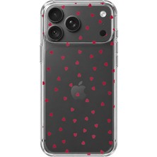 TechTree iPhone 18 Pro Uyumlu Kırmızı Kalpler Tasarımlı Baskılı Silikon Kılıf