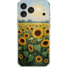 TechTree iPhone 18 Pro Uyumlu Ay Çiçeği Sulu Boya Baskılı Silikon Kılıf