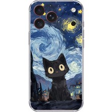 TechTree iPhone 18 Pro Max Uyumlu Gece Yarısı Kedi Tasarımlı Baskılı Silikon Kılıf