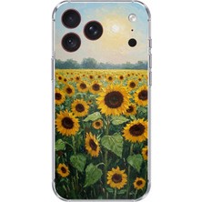 TechTree iPhone 18 Pro Max Uyumlu Ay Çiçeği Sulu Boya Baskılı Silikon Kılıf