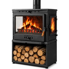 Firestove Fire Stove  FRS-042YKST    Retro Lüx Yk Style 3 Camlı Yan Kapaklı Odunluklu  Pik Döküm Şömine Soba
