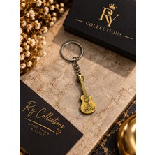 Ry Collections Gitar Figürlü Metal Anahtarlık Gold Renk Müzik Temalı
