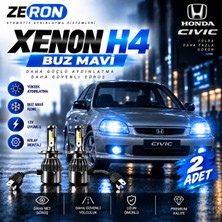 OtoÇizgi Honda Cıvıc Xenon H4 Buz Mavi LED Far Ampulü 12V - 2 Adet Yüksek Aydınlatma Kolay Montaj