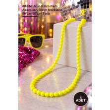 Yenilig 4 Adet Neon Sarı Boncuk Kolye – 80 cm Uzun Retro Parti Aksesuarı, Neon Necklace, 80'ler 90'lar Tarzı