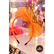 Yenilig 10 Adet Dantel Taç – Neon Turuncu Büyük Fiyonklu Parti Saç Bandı, Retro 80'ler 90'lar Headband Party Crown
