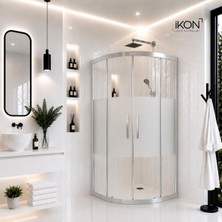 ikon Enzo Oval | Krom Buzlu 03 Duş Kabini H:190