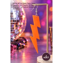 Yenilig 2 Adet Retro Neon Şimşek Küpe – 80'ler 90'lar Disko Tarzı, Neon Turuncu Sert Plastik, 10 Cm, Drop Earring Festival Aksesuarı