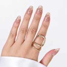 Takma Takma Ten Rengi Nail Art Kısa Oval 10'lu Tekrar Kullanılabilir El Yapımı Protez Takma Tırnak Ten Rengi-M