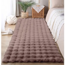 Dekoset Home Bubble Tavşan Tüyü Kahverengi Yumuşak Yıkanabilir Tabanlı Peluş Halı