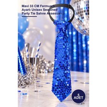 Yenilig 5 Adet Pul Payetli Parti Kravatı – Mavi 33 cm Fermuarlı Ayarlı Unisex Sequined Party Tie Sahne Aksesuarı