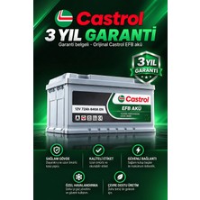 Ustaparçacı Castrol 12V 72 Ah Amper 640A En Akü L3 Kasa Bakım Gerektirmez (Üretim Yılı: 2026)