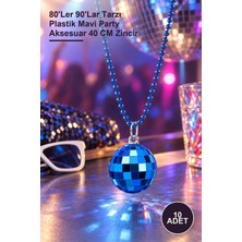 Yenilig 10 Adet Retro Disko Topu Kolye – 80'ler 90'lar Tarzı Plastik Mavi Party Aksesuar 40 cm Zincir
