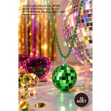 Yenilig 10 Adet Retro Disko Topu Kolye – Yeşil Plastik Party Kolye, 40 cm Zincir, 4 cm Disko Topu, 80'ler 90'lar Nostaljik Necklace Disco Ball