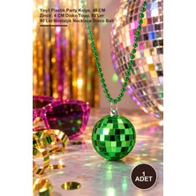 Yenilig 1 Adet Retro Disko Topu Kolye – Yeşil Plastik Party Kolye, 40 cm Zincir, 4 cm Disko Topu, 80'ler 90'lar Nostaljik Necklace Disco Ball