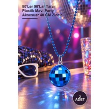 Yenilig 2 Adet Retro Disko Topu Kolye – 80'ler 90'lar Tarzı Plastik Mavi Party Aksesuar 40 cm Zincir