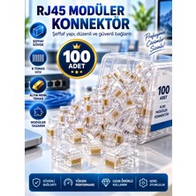 RJ45 Modüler Konnektör 100 Adet 8P8C Şeffaf Ethernet Kablo Ucu Tekli