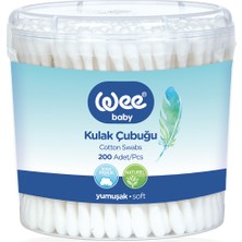 Wee Baby Bebek Kulak Çubuğu Pamuklu Kulak Temizleme Çubuğu 200 Adet