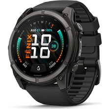 Garmin Fenix 9 51MM Dlc Titanyum Siyah Silikon Kayışlı