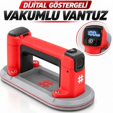 Badem10 100 kg Dijital Göstergeli Vakumlu Vantuz Yüksek Güçlü Emiş Cam Seramik Mermer Ağır Yük Taşıma Vakum