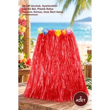 Yenilig 2 Adet Hawaii Hula Etek – 40 cm Uzunluk, Ayarlanabilir Lastikli Bel, Plastik Rafya Tasarım, Kırmızı, Hula Skirt Salsa