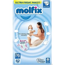 Molfix Bebek Bezi 6 Beden Extra Large 15 kg 62'li Bantlı Bez