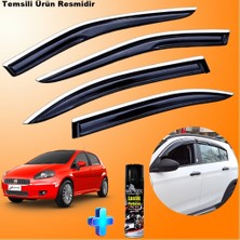 Friemats Fiat Punto ve Punto Evo Cam Rüzgarlığı Abs Nikelajlı Mügen Cam Rüzgarlığı 2006-2017 Arası + Ebrayn 500 ml Lastik Parlatıcı
