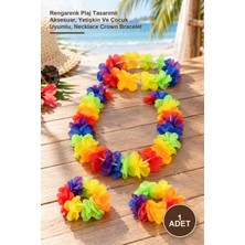 Yenilig 1 Adet Hawaii Kolye Taç Bileklik Seti – Rengarenk Plaj Tasarımlı Aksesuar, Yetişkin ve Çocuk Uyumlu, Necklace Crown Bracelet