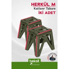 Beksit OUTDOOR Herkül M Katlanır Reflektörlü Tabure 2'li (Haki Yeşil)