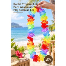 Yenilig 60 Adet Hawaii Çiçekli Boyun Kolyesi – Renkli Tropikal Leis Parti Aksesuarı Yaz Plaj Festivali Lei