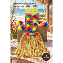 Yenilig 4 Adet Luau Aloha Hawaii Hula Etek – Renkli 40 cm Bel Ayarlı Etek, Ananas Gözlük, Hawaii Kolye, Renkli Taç ve Bileklik Seti, Party Costume