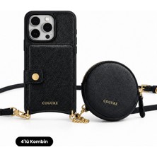 COGURE Hera iPhone 16 Pro Max Uyumlu Mini & MagSafe Cüzdan, Askı, Kılıf 4'lü Siyah Set - By Bero Lina