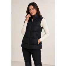 Maisonrae Kadın Siyah, Nova Kumaş, Dik Yaka, Su ve Rüzgâr Dirençli, Puffer Yelek