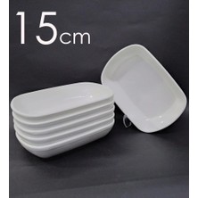 12 Adet Beyaz Melamin Kayık Tabak 15X10CM Orta Boy Salata Tabağı Günlük Kullanıma Hesaplı Oval Tabak