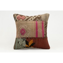 Kilim Wholesale El Yapımı Kilimden Yapılmış Vintage Kırlent Kılıfı, Yün, 40X40 cm