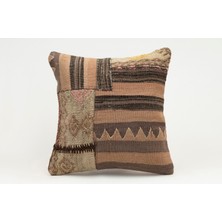 Kilim Wholesale El Yapımı Kilimden Yapılmış Vintage Kırlent Kılıfı, Yün, 40X40 cm