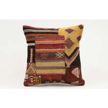 Kilim Wholesale El Yapımı Kilimden Yapılmış Vintage Kırlent Kılıfı, Yün, 40X40 cm