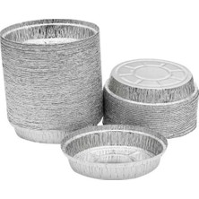 Fırına Girebilir 13X3CM Alüminyum Künefe Kabı 100'LÜ Kapaksız Yuvarlak Folyo Kap