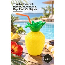 Yenilig 2 Adet Ananas Hawaii Pipetli Içecek Kabı – Tropikal Tasarımlı Bardak, Pipetli Drink Cup, Parti ve Plaj Için