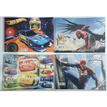 17X24 cm Resim Defteri 4 Adet Telli Karton Kapak 15 Sayfax4 Toplam 60 Sayfalı Erkek Desenli
