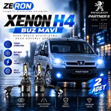 OtoÇizgi Peugeot Partner Xenon H4 Buz Mavi LED Far Ampulü 12V - 2 Adet Yüksek Aydınlatma Kolay Montaj
