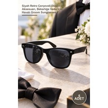 Yenilig 5 Adet Damat Gözlüğü – Siyah Retro Çerçeveli Düğün Aksesuarı, Bekarlığa Veda Için Havalı Groom Sunglasses