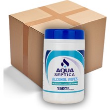 Aqua Septica Alkollü Mendil El ve Cilt Temizleyici Islak Mendil 150LI Kutu Büyük Boy 14CMX14CM - 1 Koli 12 Kutu